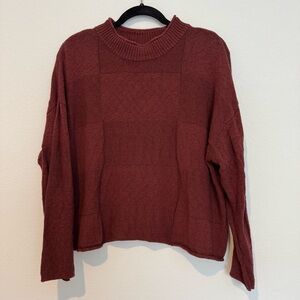 Free People FP Beach Andy Pullover Sweater Cotton Woven Knit in Brown